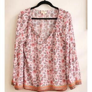 Entro Floral Print Long Sleeve Blouse Size Large